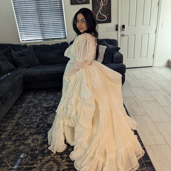 The Ivory Silk Organdy Maiden Gown - Picture 3 of 7